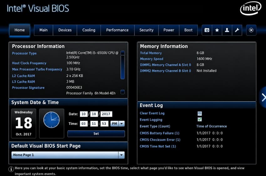 review the bios artifacts