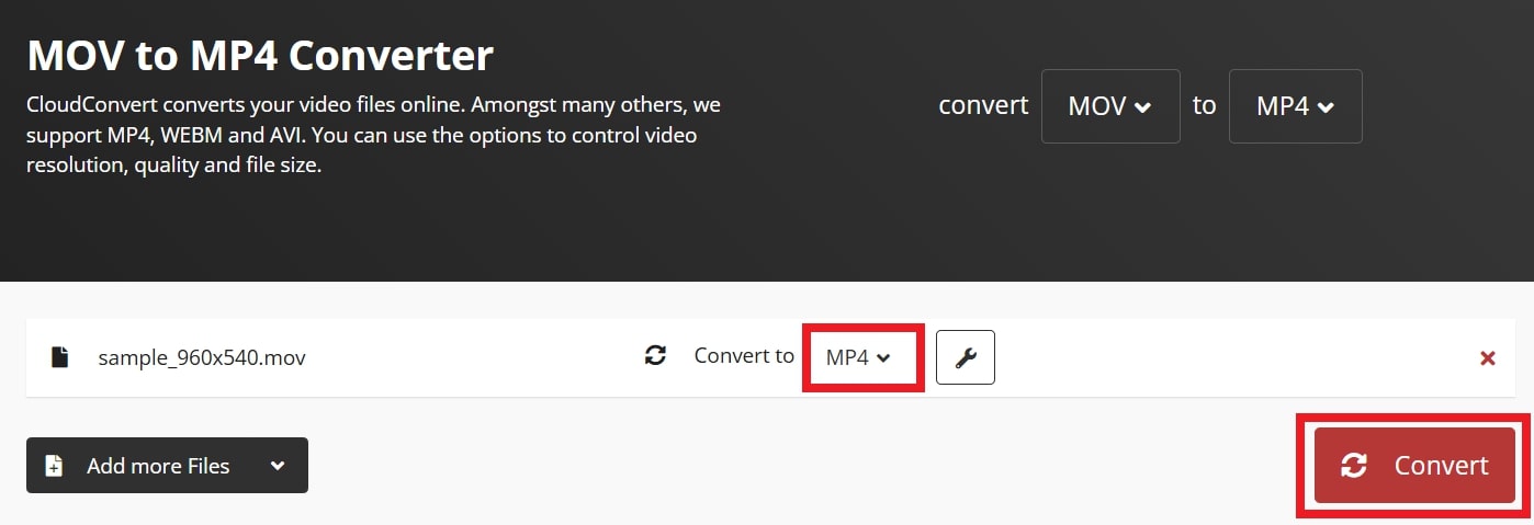 convert mov to mp4