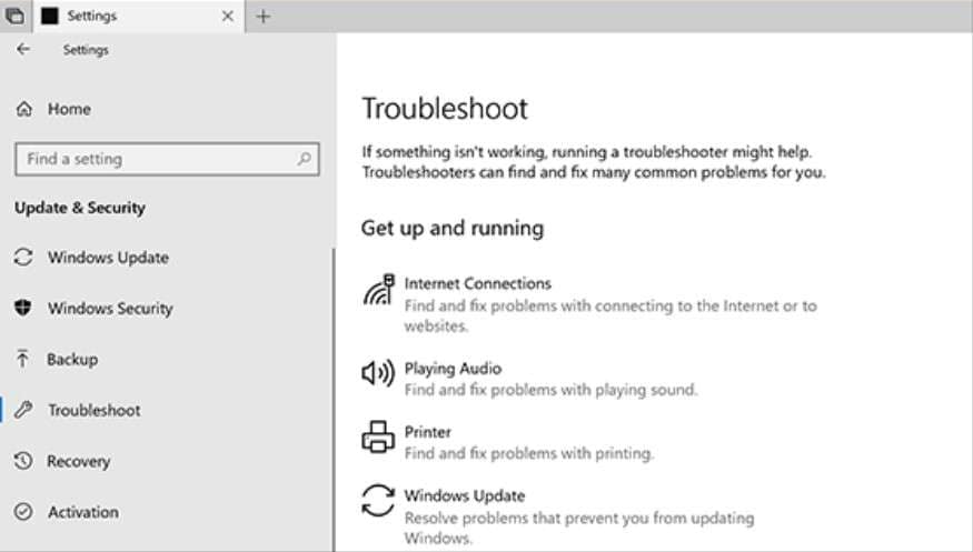 open the windows troubleshooter