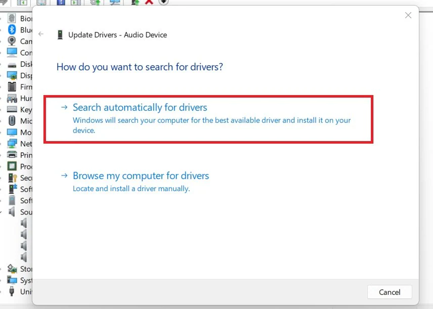 search automatically for drivers