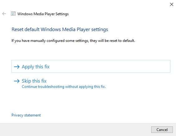 windows media player troubleshooter issues 