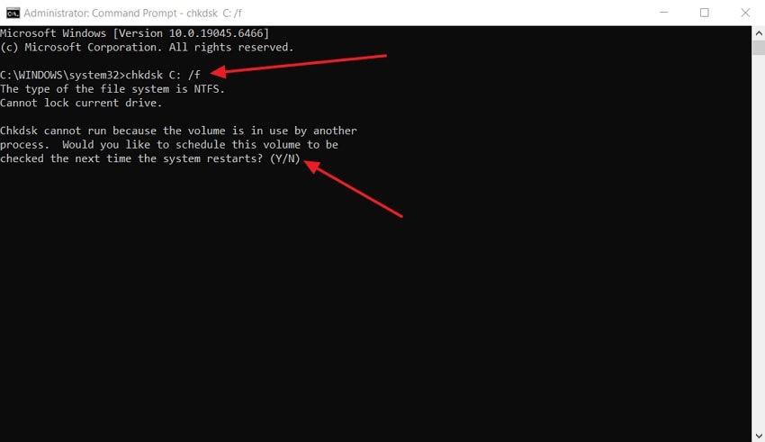 run chkdsk for system drive