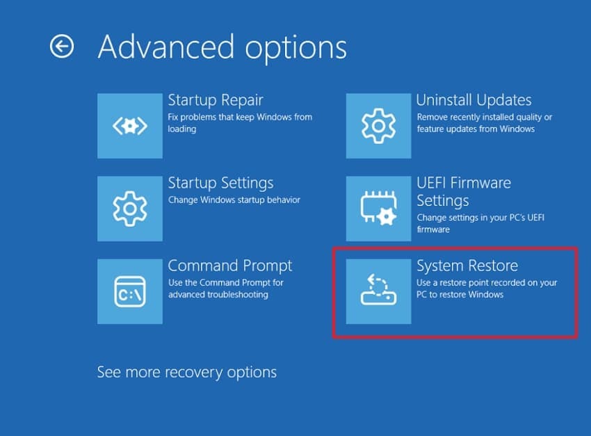 use system restore for undo settings