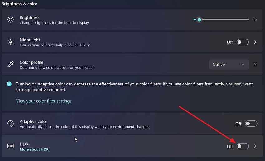 disable windows hdr option