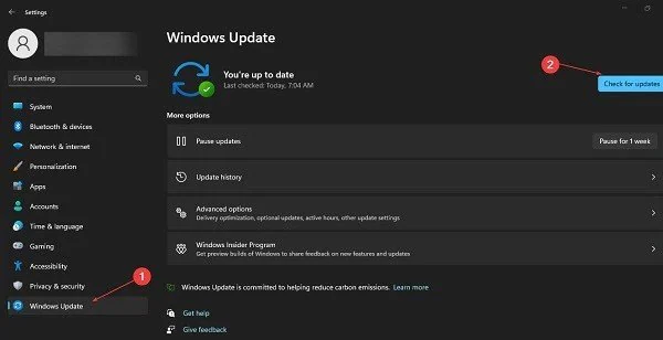 check for windows updates