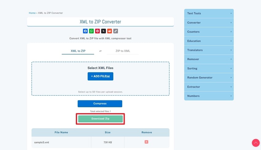 access download zip button