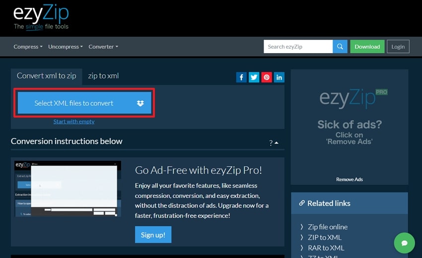 tap select xml file to convert