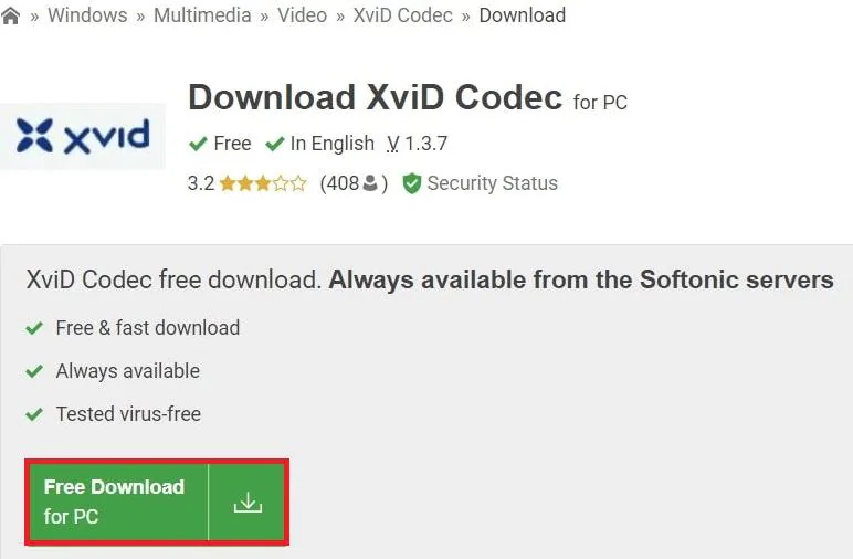 scarica il codec xvid