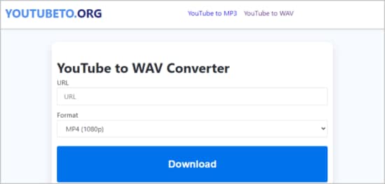 youtubeto converter interface