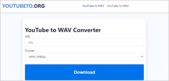 interface do youtubeto converter