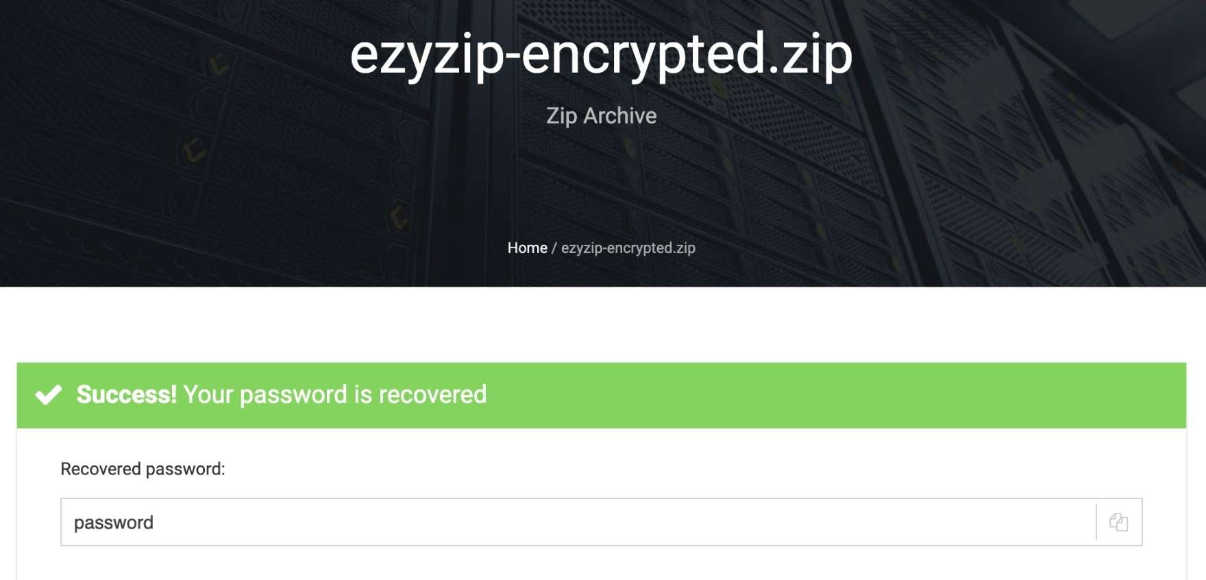 lostmypass recovered zip password