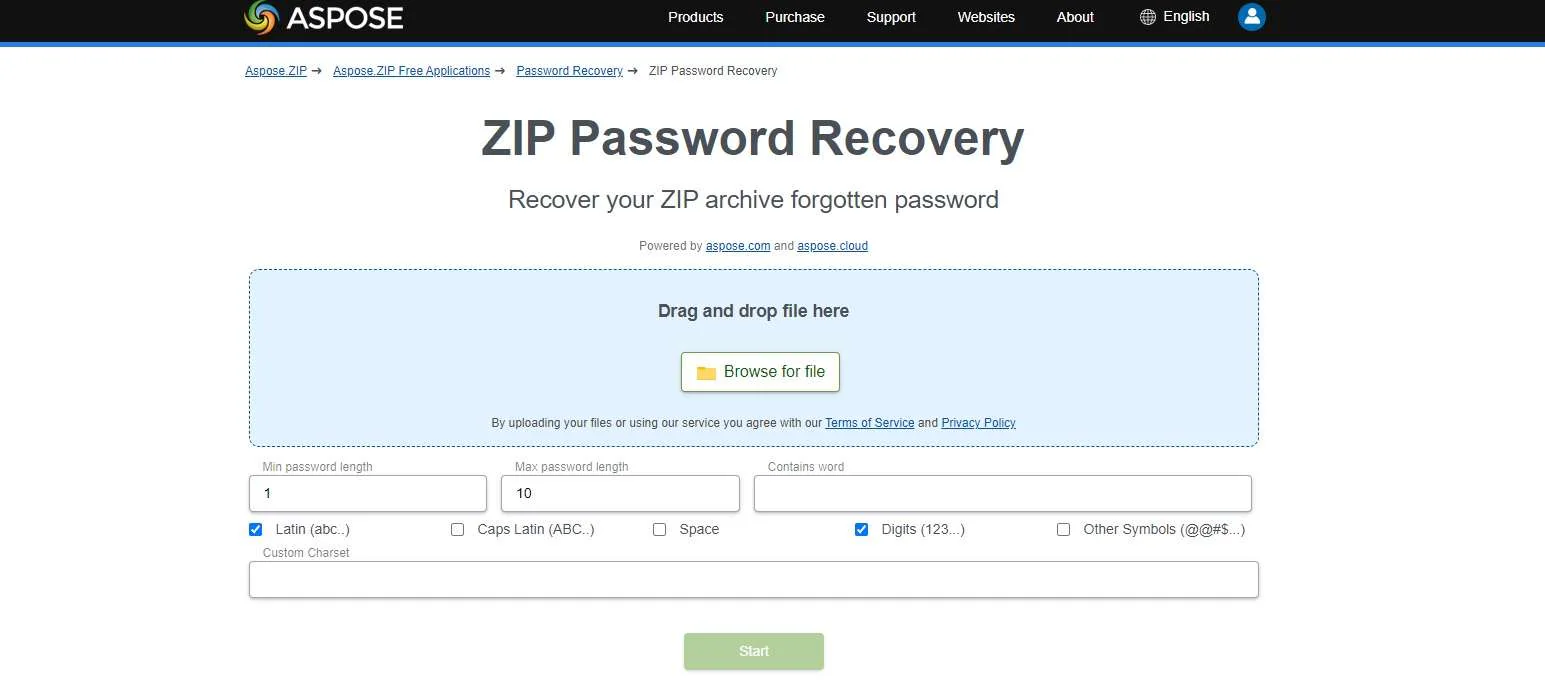 Aspose Products ZIP Password Recovery