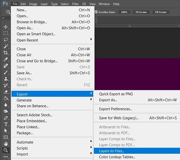 Export Photos from Photoshop