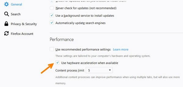 disable hardware acceleration in firefox
