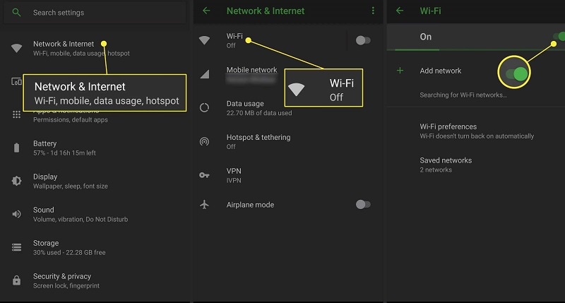 android network settings