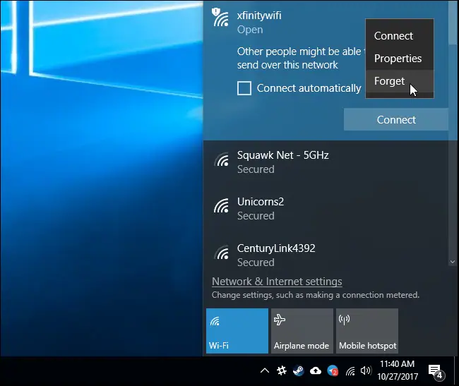 configuración de wifi en windows