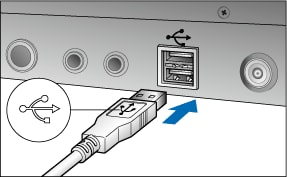 Plugging in the USB port on the PC