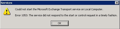 Exchange Information Store Error 1053