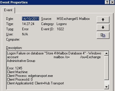 MS Exchange Jet Error 1022