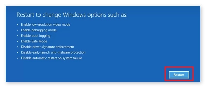  Restart to Change Windows Options