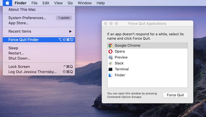 Forzar la salida de las aplicaciones de Mac