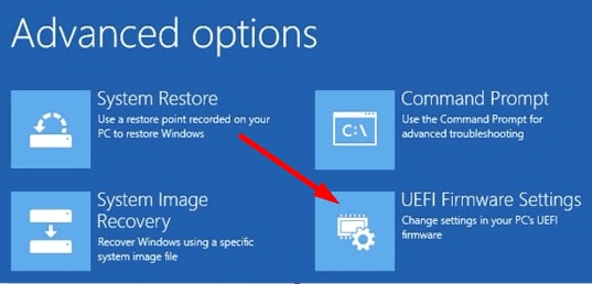 Selecting the UEFI Firmware settings