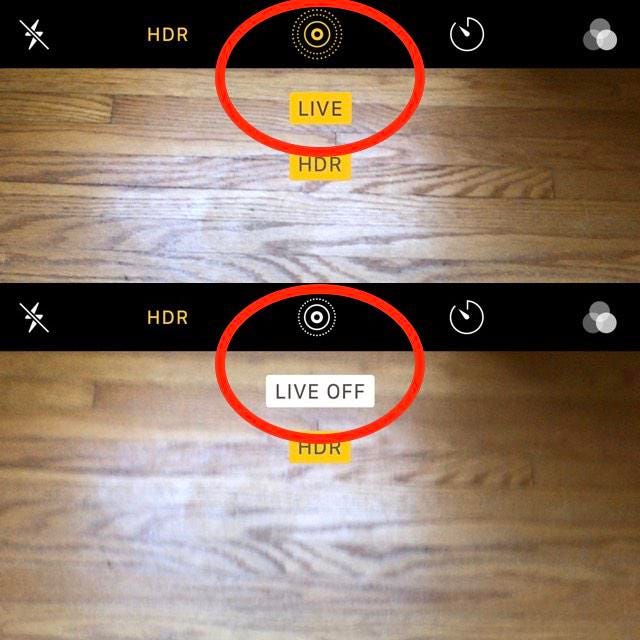 visit camera and tap on the live button icon to turn off