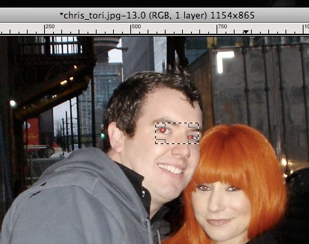 draw a rectangle over the red eye