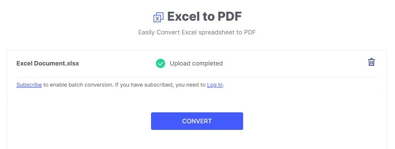 HiPDF Excel to PDF Converti un File