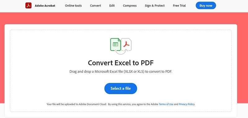 Adobe Excel to PDF Select File