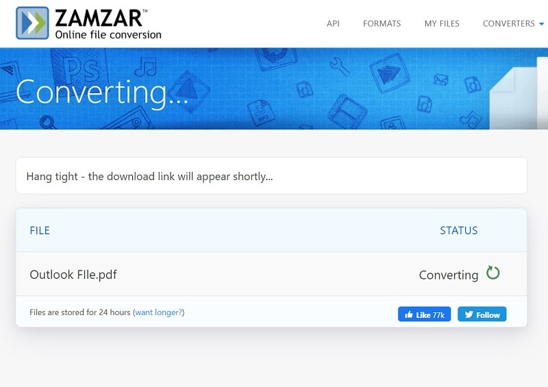 Conversión de MSG a PDF de ZamZar