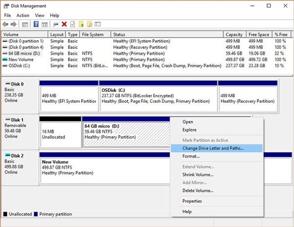 assign new drive letter on windows