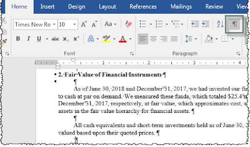 formatting marks