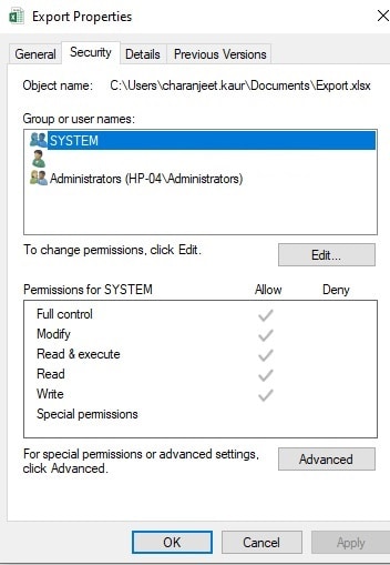 propiedades de archivos de excel