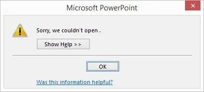 PowerPoint corrupt file error message