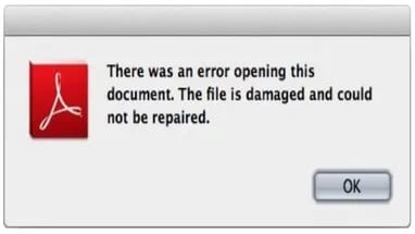 pdf corrupt file error message