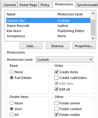 enable the folder visible permission