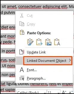 select linked document object