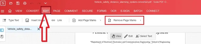 remove page marks in soda PDF