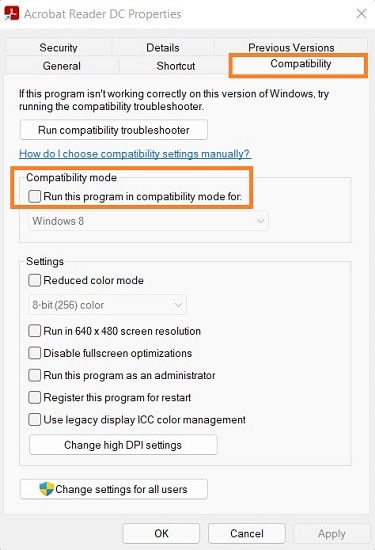 disabilita compatibility mode