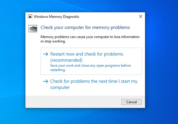 Checking computer for memory problems