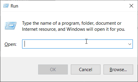 open the run dialog box