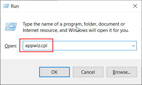 ingrese el comando para iniciar programas y características