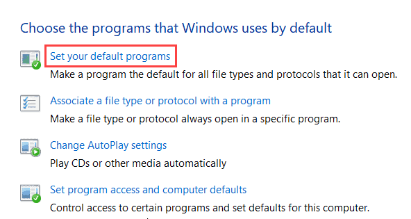 choose to set your default programs