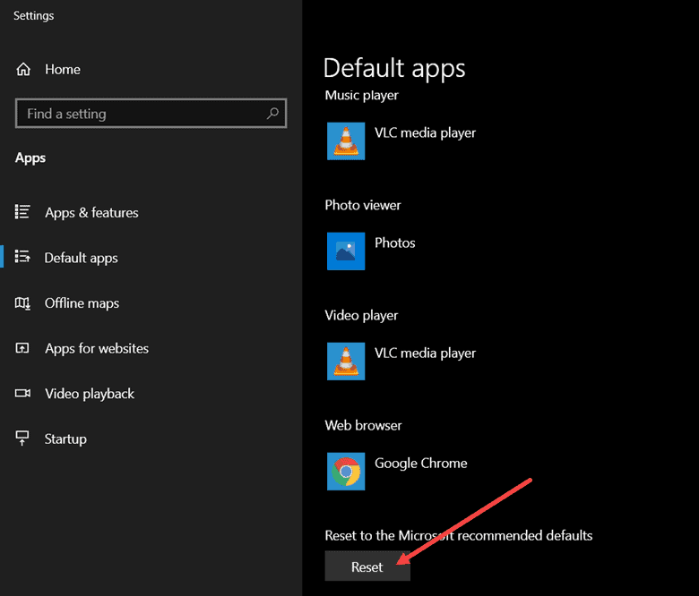 reset to Microsoft recommended defaults