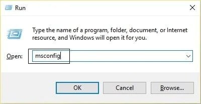 type msconfig in the run dialog