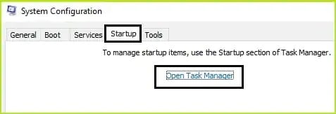 click open task manager on startup tab