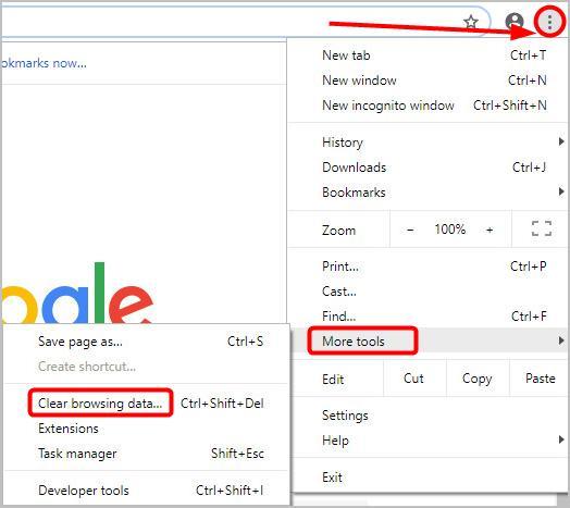 choose clear browsing data on chrome