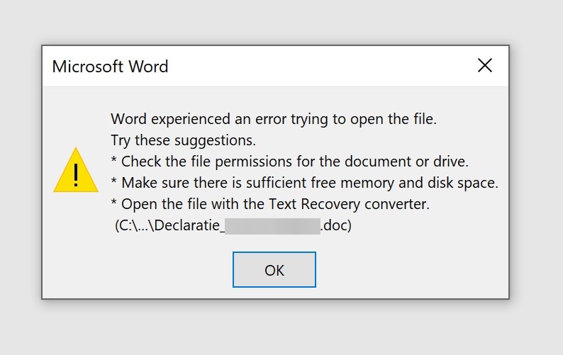 cannot save due to file permission error word 2013