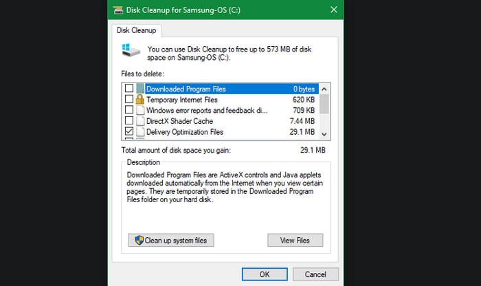 remove temporary files from windows